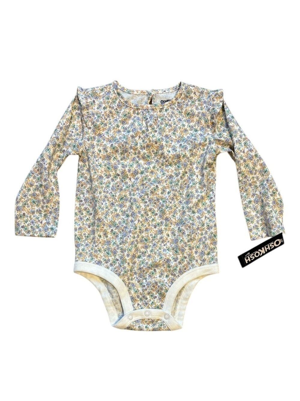 OshKosh B'gosh Multicolor Floral Baby Bodysuit Long Sleeve Size 18M New